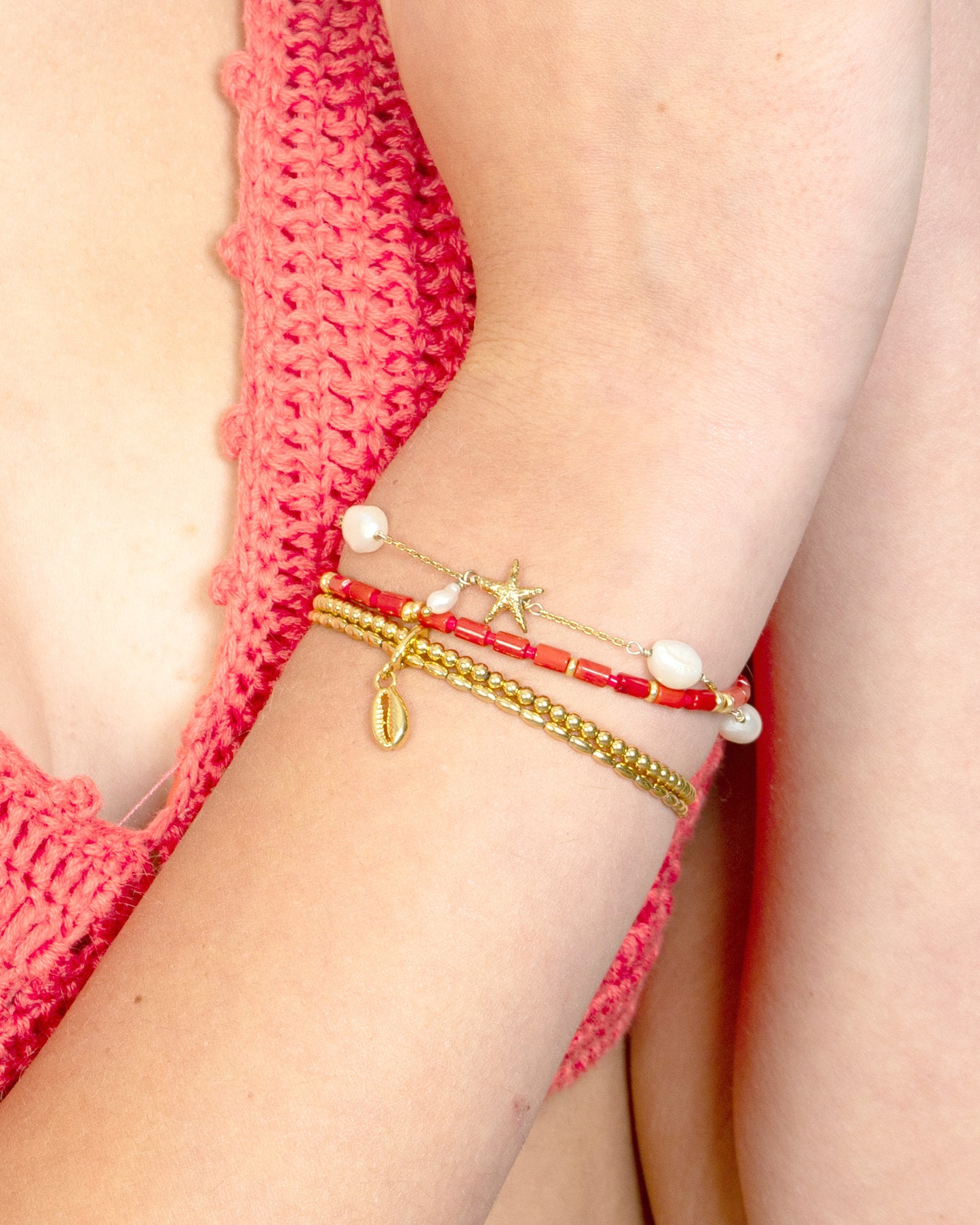 RED CORAL BEADED BRACELET