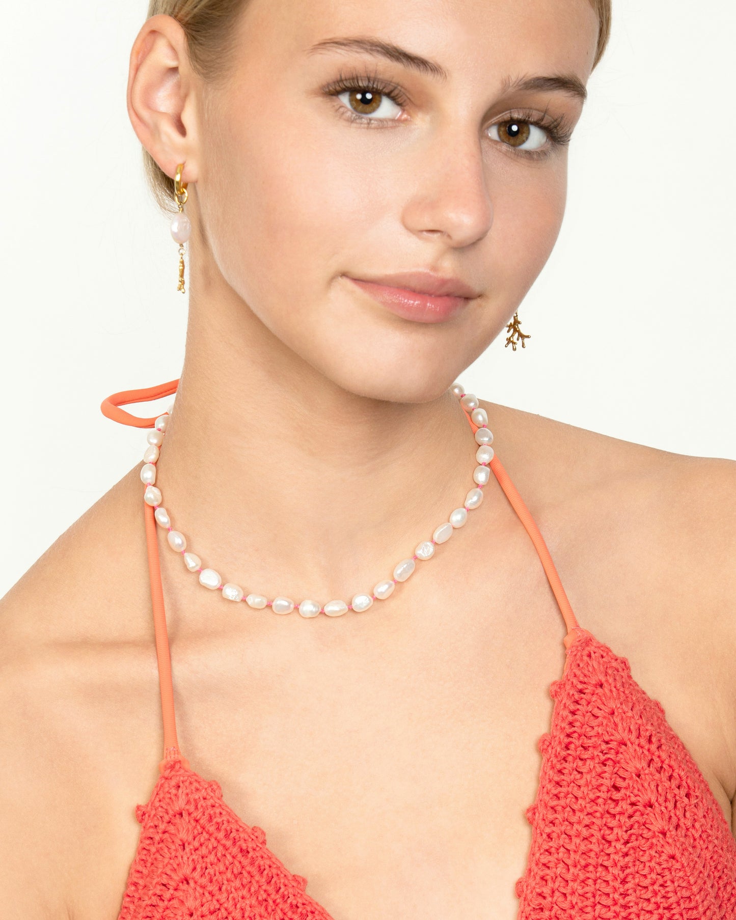 PINK THREAD FRESHWATER PEARL HAND-KNOTTED NECKLACE
