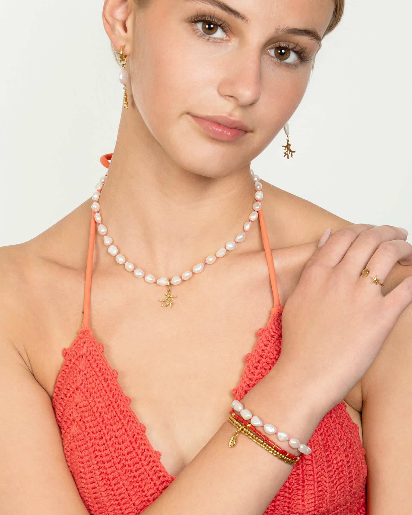 PINK THREAD FRESHWATER PEARL HAND-KNOTTED BRACELET