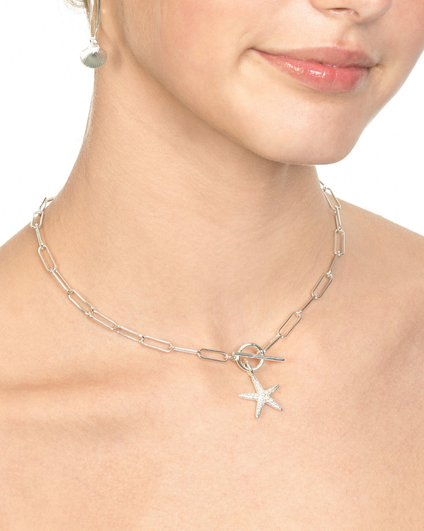 PAPERCLIP CHAIN CHARM HOLDER TOGGLE NECKLACE