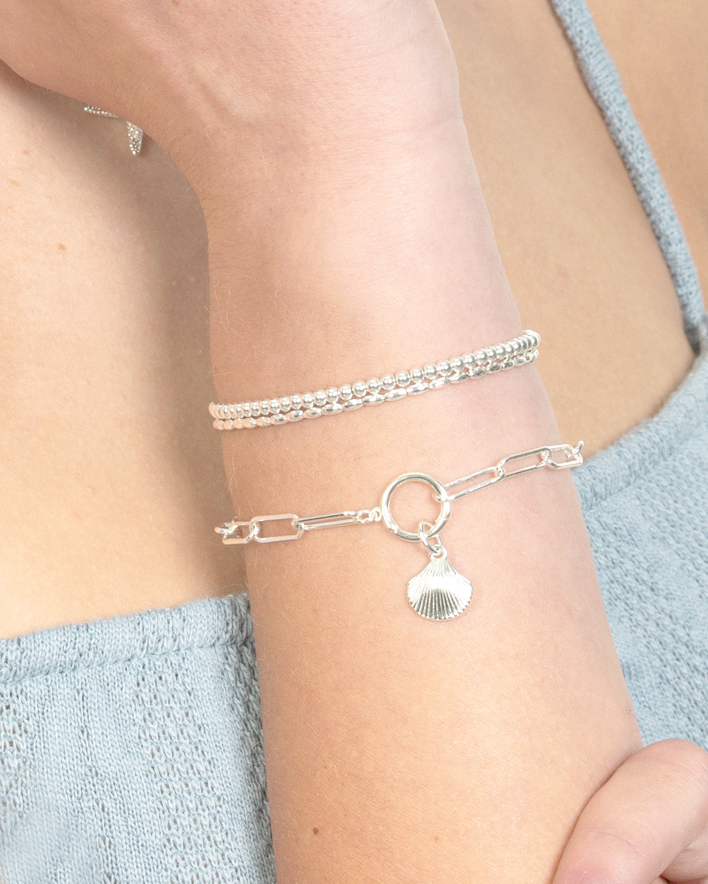 METAL BEADED STRETCH BRACELET